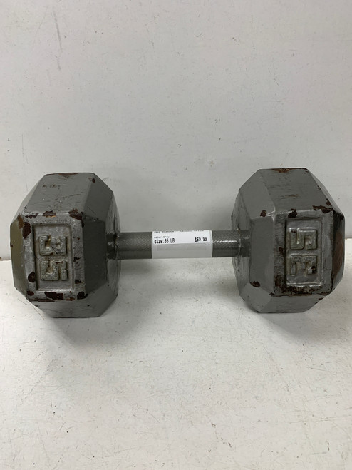 Vist Large View of Product Image Which is Used Hex Dumbbell (Each) Grey 35 lb