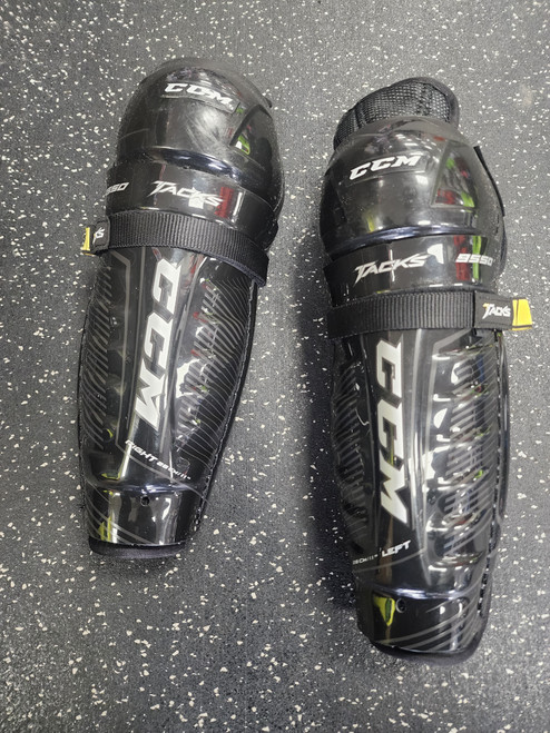 Used CCM TACKS 9550 Junior Shin Guards Black 11" 11849-S000026421