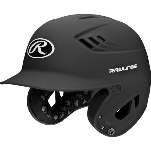 Vist Large View of Product Image Which is New Rawlings R16 1-TONE MATTE Batting Helmet Black SR 11891-RAWR6R07SMBKREVSR