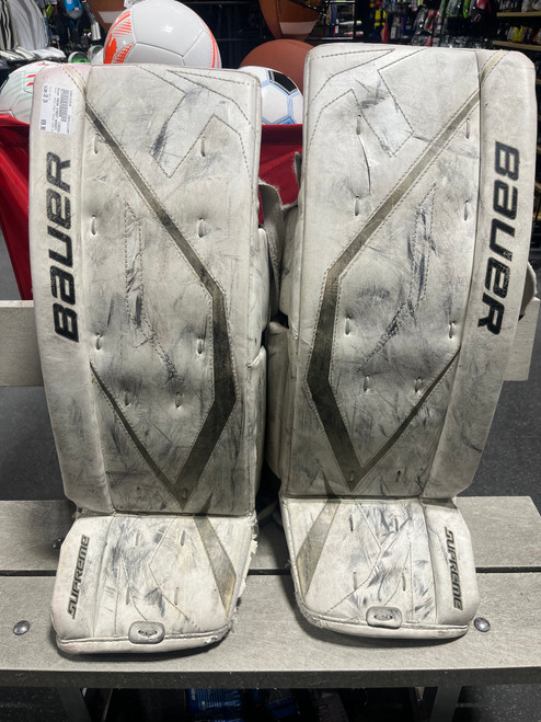 Used Bauer ONE60 STREET HOCKEY PADS 30 Goalie Leg Pads Inter White 30" 11285-S000183536