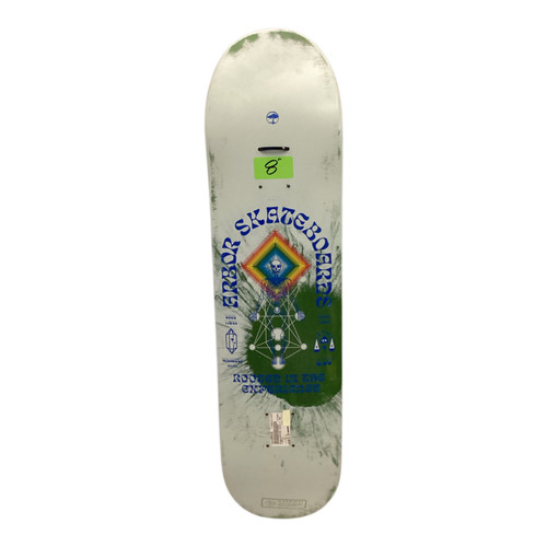 Vist Large View of Product Image Which is Used Arbor ROOTED Skateboard Deck Only White 8"