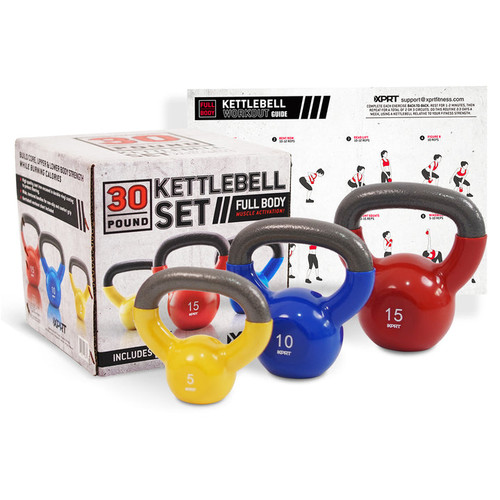 Vist Large View of Product Image Which is New 30LB VINYL KETTLEBELL SET