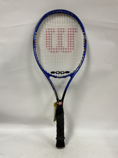 Vist Large View of Product Image Which is Used Wilson ULTRA COMP Adult Tennis Racquet Royal Blue 4 1/2"