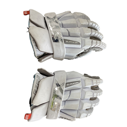 Used STX SURGEON Lacrosse Gloves Mens White SM 11760-S000074226