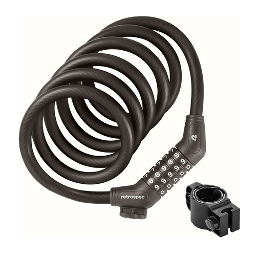 Vist Large View of Product Image Which is New Retrospec Grizzly Plus Integrated Combo Cable Bike Lock- 12mm Basalt
