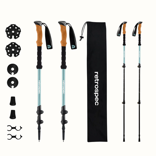 Vist Large View of Product Image Which is New Retrospec Solstice Aluminum Hiking Poles- Mint/Cork