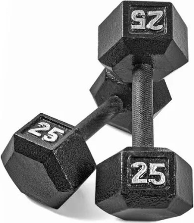 Vist Large View of Product Image Which is New 25# CAP HEX DUMBBELL BLACK (EACH)