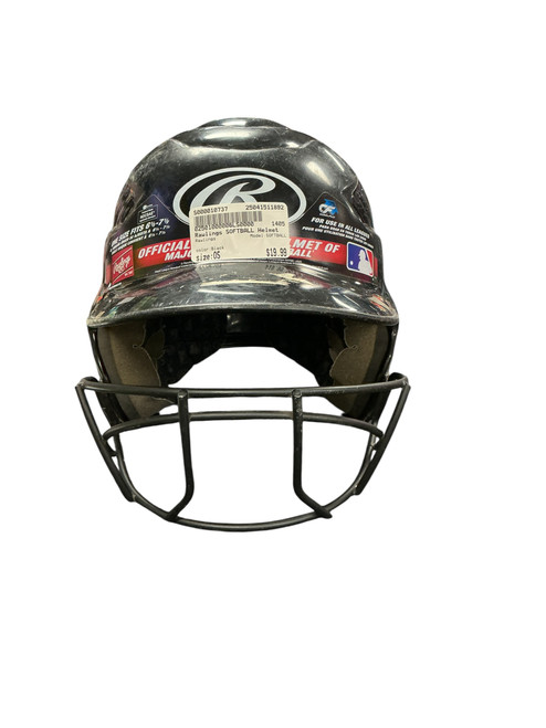Vist Large View of Product Image Which is Used Rawlings SOFTBALL Batting Helmet w/Mask Black One Size