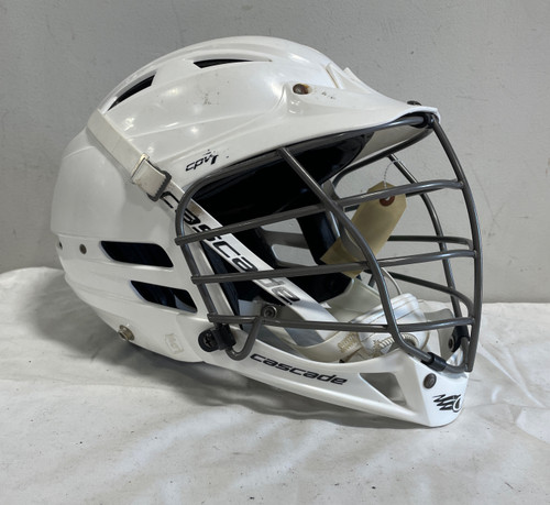 Vist Large View of Product Image Which is Used Cascade CPV-R Lacrosse Helmet White Fits all