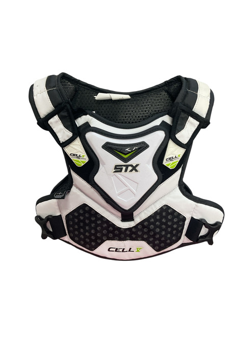 Vist Large View of Product Image Which is Used STX CELL V Lacrosse Shoulder Pads White MD