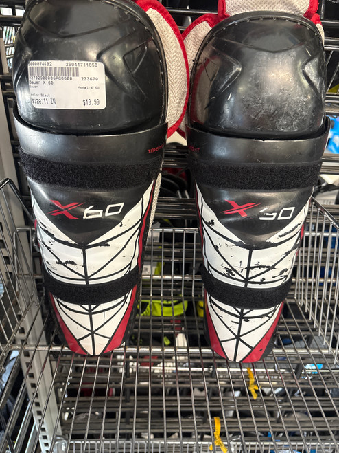 Vist Large View of Product Image Which is Used Bauer X 60 Junior Shin Guards Black 11" 11858-S000074682