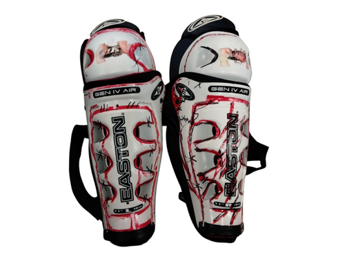 Vist Large View of Product Image Which is Used Easton GEN IV AIR Junior Shin Guards White 11"