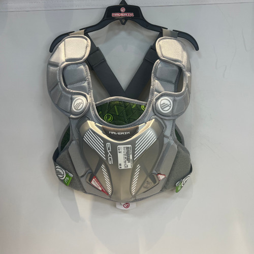Vist Large View of Product Image Which is Used Maverik EKG MAX GOALIE CHEST PROTECTOR Lacrosse Shoulder Pads Grey SM