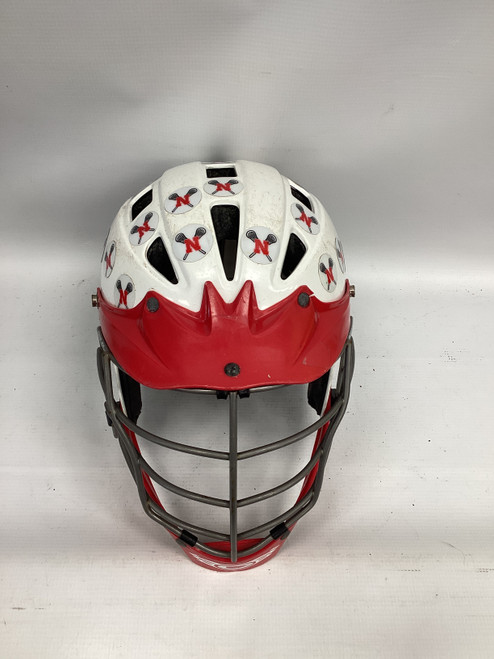 Vist Large View of Product Image Which is Used Cascade CPVS Lacrosse Helmet White And Red One Size