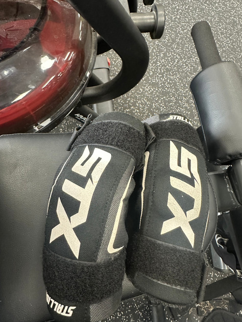Vist Large View of Product Image Which is Used STX STALLION 50 Lacrosse Arm Pads/Guards Black Youth