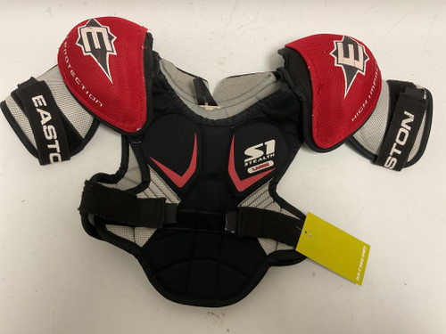 Vist Large View of Product Image Which is Used Easton STEALTH S1 Youth Shoulder Pads White/Black/Red LG
