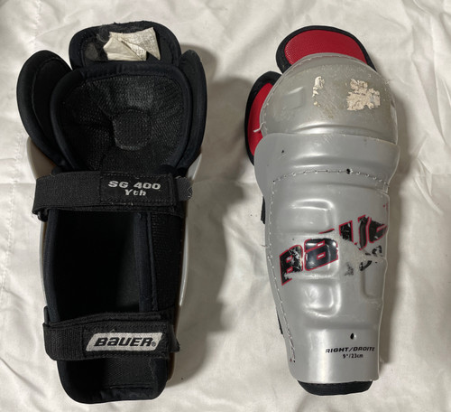 Used Bauer 400 Youth Shin Guards Grey 9" 11735-S000346024