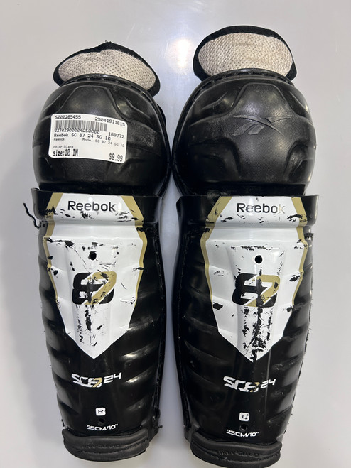 Used Reebok SC 87 24 SG 10 Youth Shin Guards Black 10" 11615-S000265455
