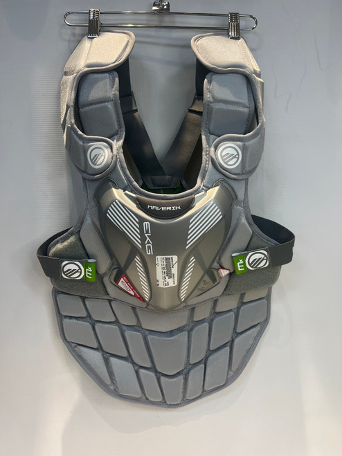 Used Maverik EKG MAX GOALIE CHEST PROTECTOR Lacrosse Shoulder Pads Grey XL 11878-S000018794