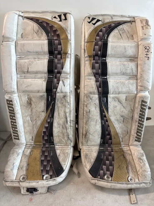 Used Warrior SWAGGER Goalie Leg Pads Inter White And Gold 29" 11857-S000058020