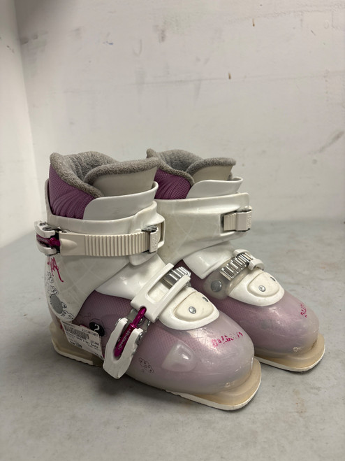 Vist Large View of Product Image Which is Used Dalbello GAIA 2 Girls DH Ski Boot White 235 MP - J05.5 - W06.5