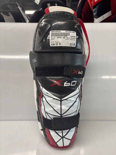 Vist Large View of Product Image Which is Used Bauer VAPOR X60 Junior Shin Guards Black 10" 11857-S000102015