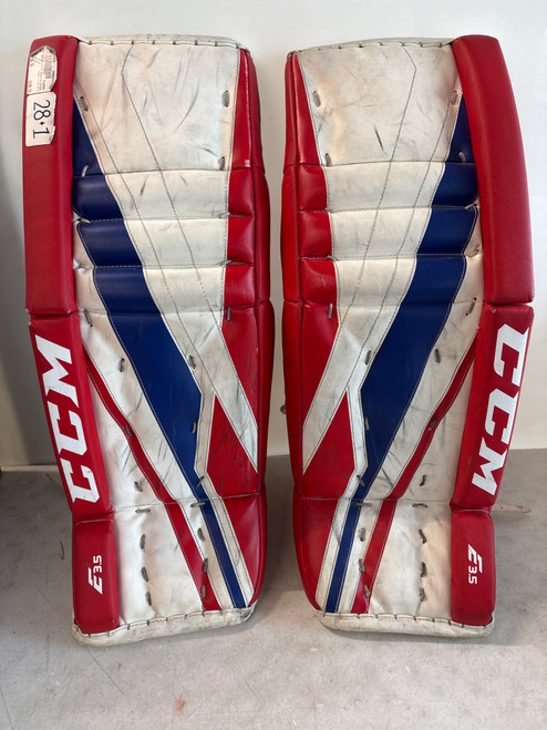 Used CCM EFLEX E3.5 Goalie Leg Pads Junior White 28" 11857-S000099029