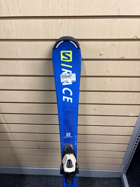 Vist Large View of Product Image Which is Used Salomon RACE JR Boys DH Ski/Binding Navy Blue 110 cm