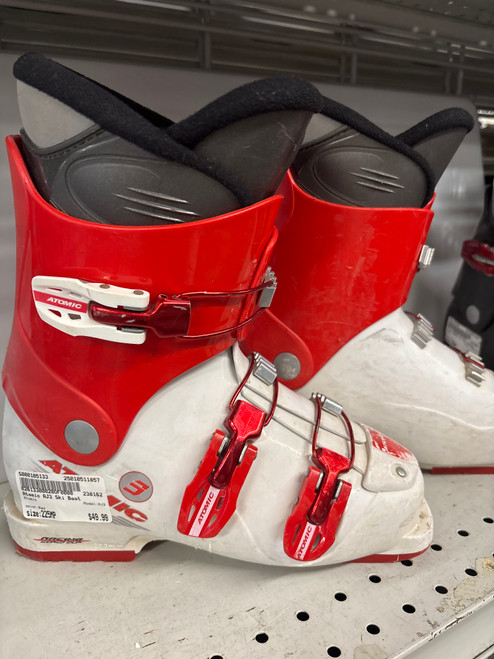 Vist Large View of Product Image Which is Used Atomic AJ3 Boys DH Ski Boot Red 225 MP - J04.5 - W5.5