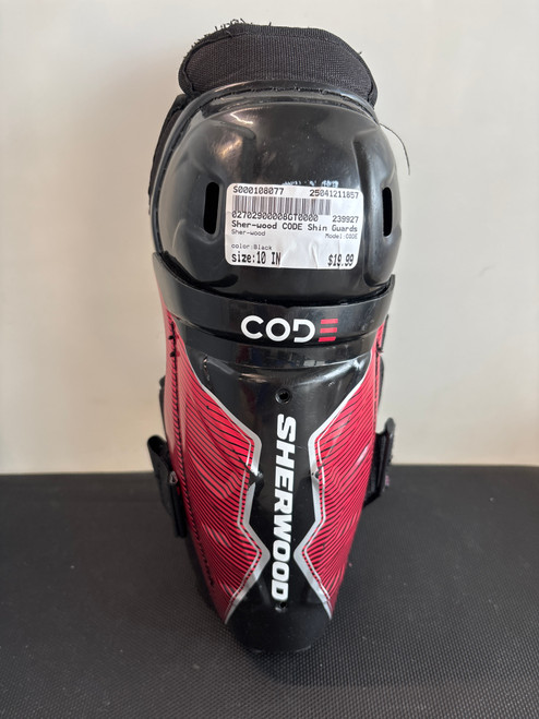 Vist Large View of Product Image Which is Used Sher-wood CODE Youth Shin Guards Black 10" 11857-S000108077