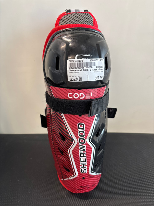 Vist Large View of Product Image Which is Used Sher-wood CODE Youth Shin Guards Black 9" 11857-S000108108