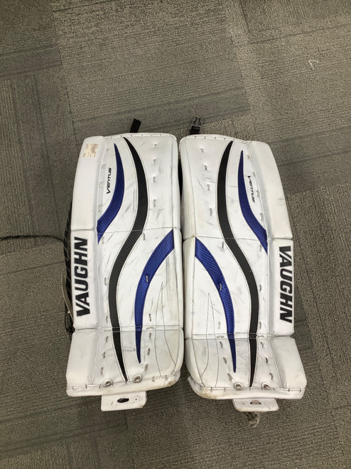 Vist Large View of Product Image Which is Used Vaughn VENTUS Goalie Leg Pads Junior White 24"