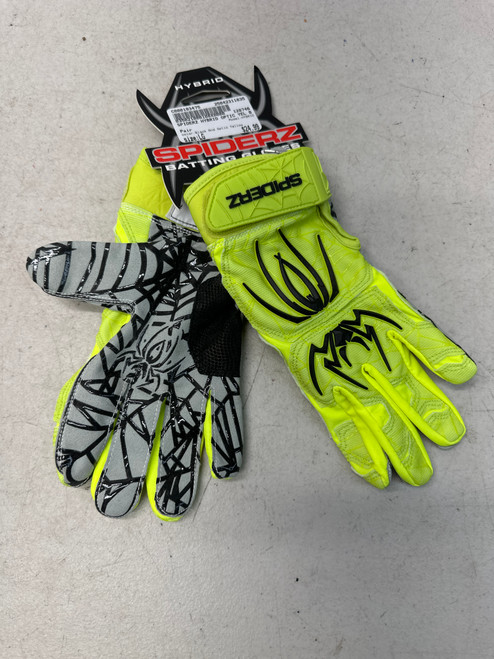 Vist Large View of Product Image Which is Used HYBRID BB/SB Batting Gloves Black And Optic Yellow LG