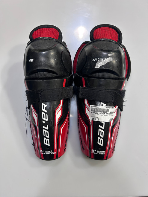 Used Bauer SG BAUER LEGACY YTH 8INCH Youth Shin Guards Black 8" 11615-S000265617