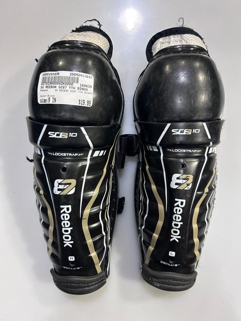 Used Reebok SG REEBOK SC87 YTH 9INCH Youth Shin Guards Black 9" 11615-S000265636