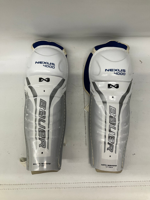 Used Bauer NEXUS 4000 SHIN GUARDS Senior Shin Guards White 14" 11836-S000024997