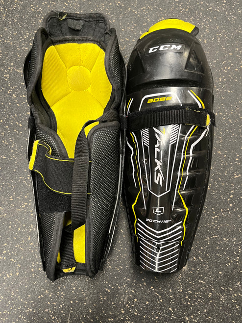 Used CCM TACKS 3092 Intermediate Shin Guards Black 12" 11774-S000080173