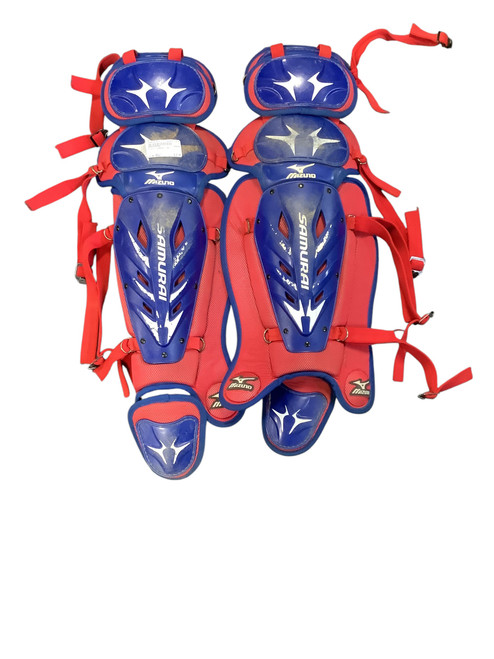 Used Mizuno SAMURAI ADT Catchers Leg Guards Red Adult 11479-S000391970