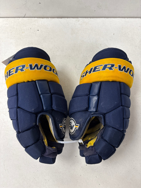 Vist Large View of Product Image Which is Used Sher-wood BPM 120 Senior Gloves Navy Blue 14"
