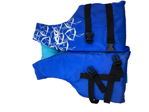 Vist Large View of Product Image Which is Used XO2 LIFE JACKET Youth PFD Royal Blue Youth 50-90