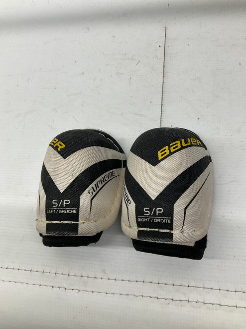 Used Bauer SUPREME 150 Youth Elbow Pads White/Black/Yellow SM 11836-S000025292