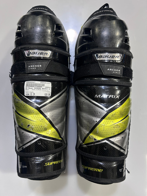 Used Bauer SUPREME MATRIX SZ 13 Intermediate Shin Guards Black 13" 11615-S000265927