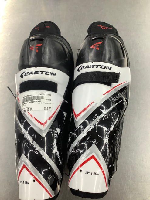 Vist Large View of Product Image Which is Used Easton SYNERGY 40 Junior Shin Guards White 10"