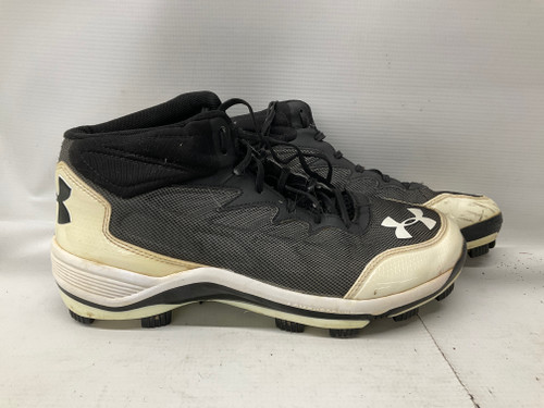 Used Under Armour BASEBALL CLEATS BB/SB Cleats Black And White Senior 7.5 11836-S000025427
