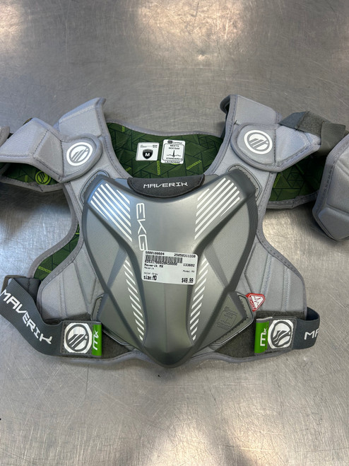 Vist Large View of Product Image Which is Used Maverik MX Lacrosse Shoulder Pads Grey MD