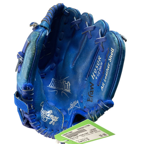 Vist Large View of Product Image Which is Used Rawlings HIGHLIGHT SERIES BB/SB Glove RH Throw Royal Blue 9 1/2"