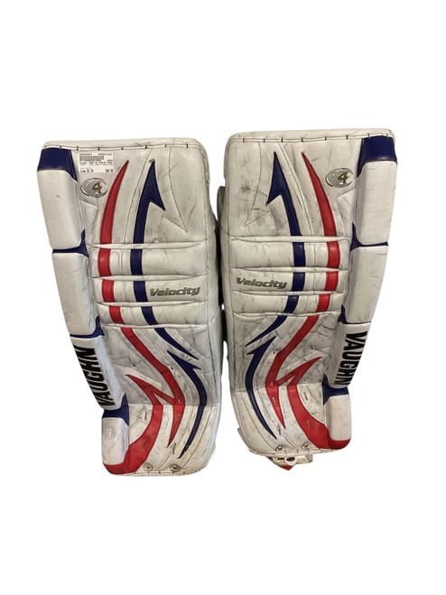 Vist Large View of Product Image Which is Used Vaughn 7800 V4 GOALIE PADS Goalie Leg Pads Junior White 32"
