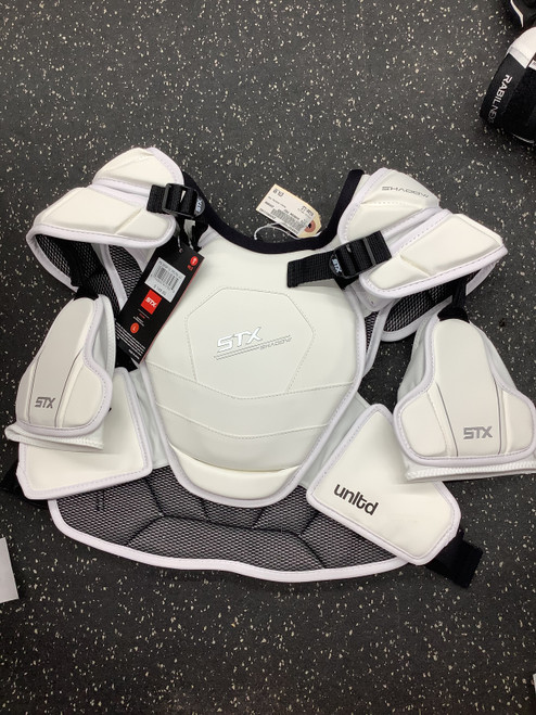 Vist Large View of Product Image Which is Used STX SHADOW PRO Lacrosse Shoulder Pads White LG 11162-S000427450