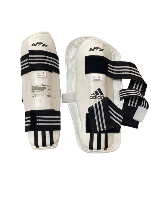 Vist Large View of Product Image Which is Used Adidas Martial Arts Shin Pads White Senior