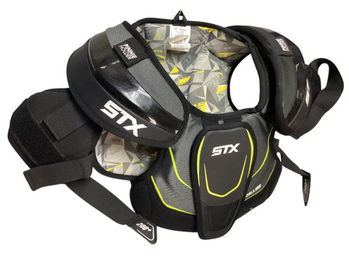 Vist Large View of Product Image Which is Used STX STALLION 200+ MEDIUM Lacrosse Shoulder Pads Black MD